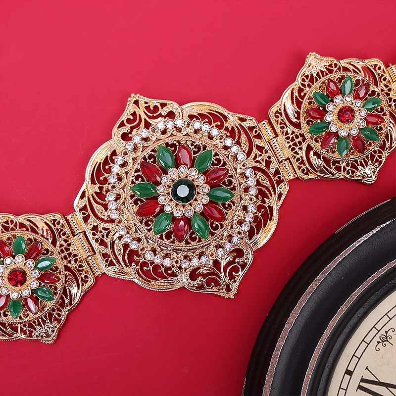 Ceinture en cristal de conception de fleur ronde pour dames, bijoux européens vintage, taille marocaine populaire, nouveau