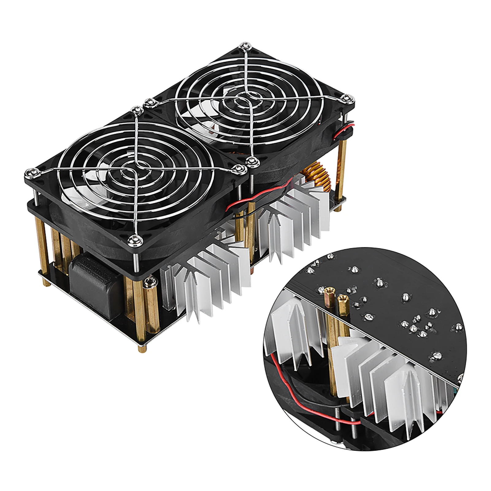 1800W 12V-48V ZVS Induction Heater Heating PCB Board Module Flyback Driver with Coil Dual Fan Power Supply Kit