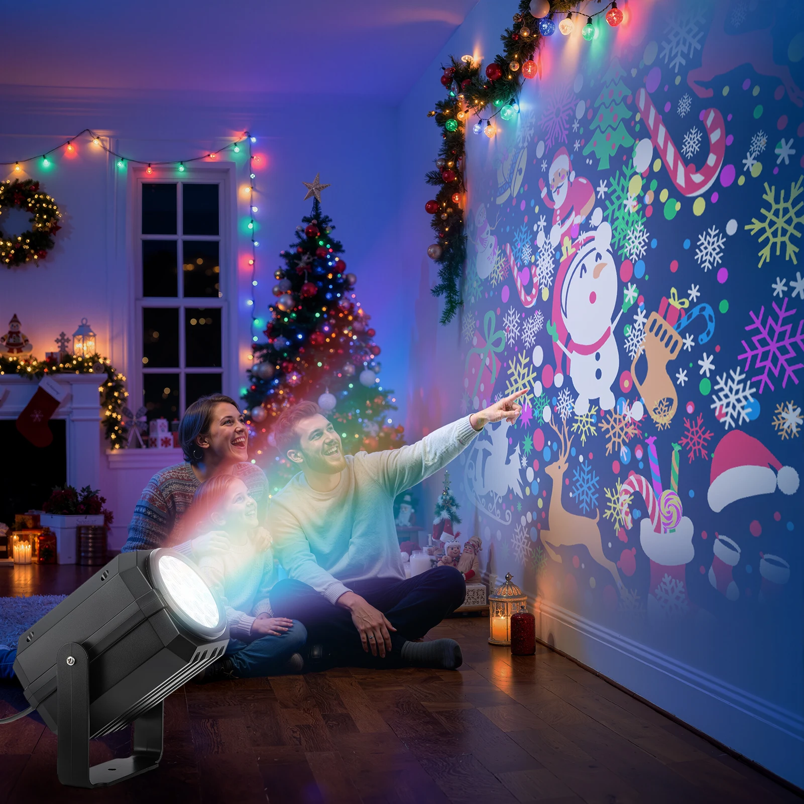 Christmas Projector LED Snowflake Light Rotatable Wall Projection Lamp for Party Supplies Atmosphere Home Decor Durable