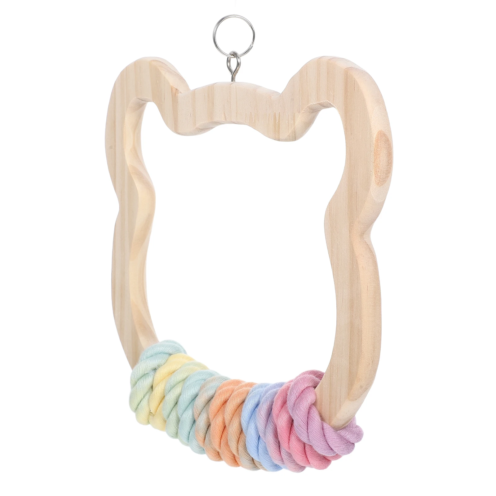 

Wood Parrot Swing Cotton Rope Perch Ring-Shaped Chewing Climbing Accessories For Parakeets Cockatiels Conures Small Birds Bird