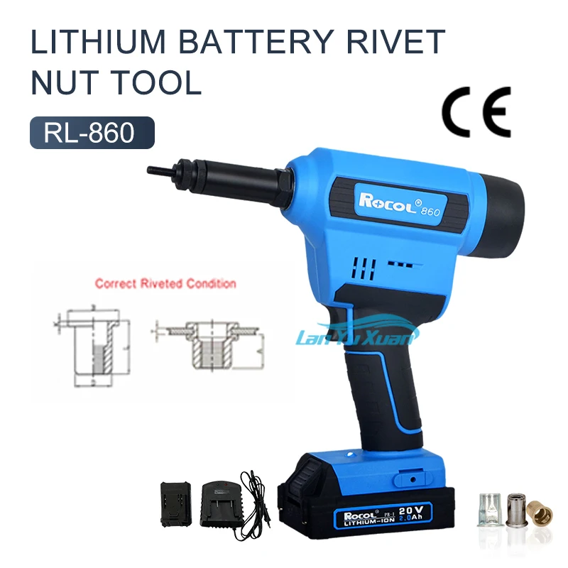 RS-860 Portable Aluminum Hand Nut Riveter Power Cable Electric Tool for Rivet Nuts M3-M10