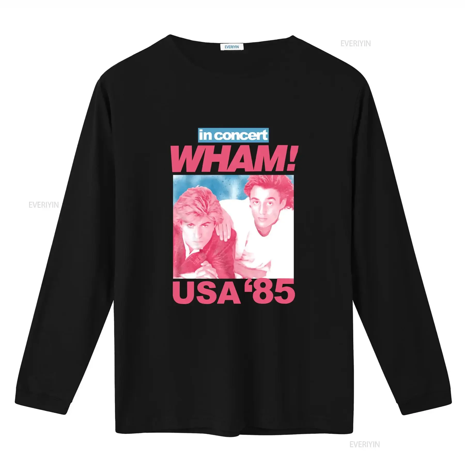 Vintage Wham George Michael USA Tour 1985 Concert Cotton T Shirt Full Size White vintage Washed Breathable Versatile Stretched