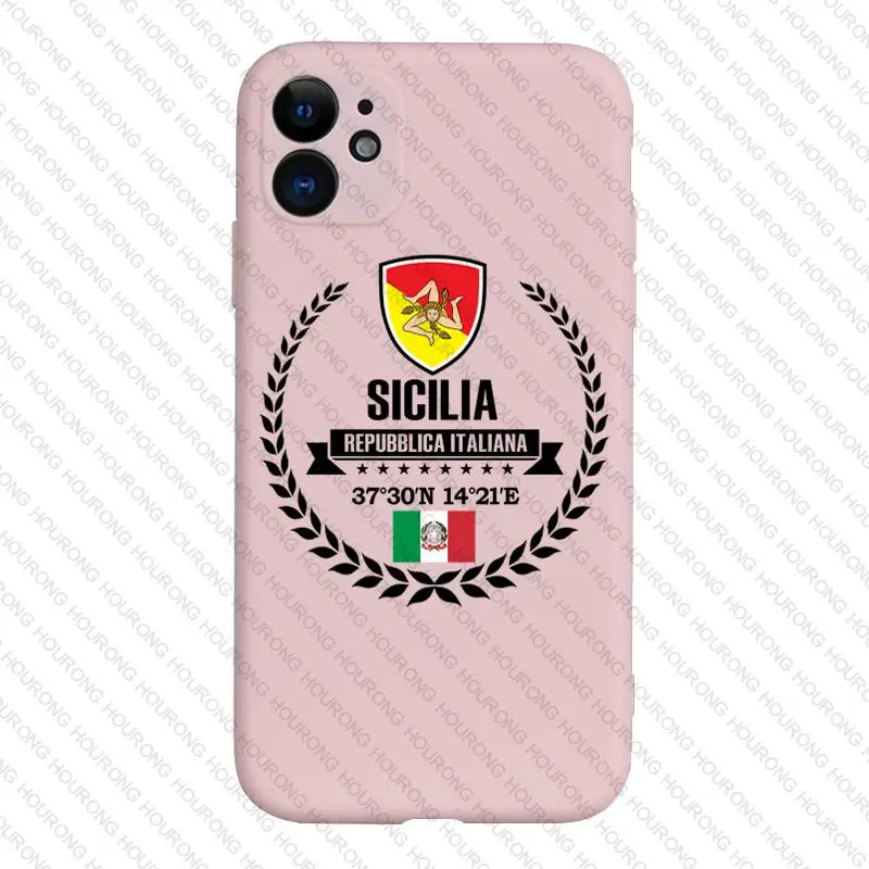 Italy Sicilia Coat Arms Flag Map Cover Case for iPhone 16 15 14 Pro Max 13 12 11 Mini X XS XR 7 8 6S Plus SE