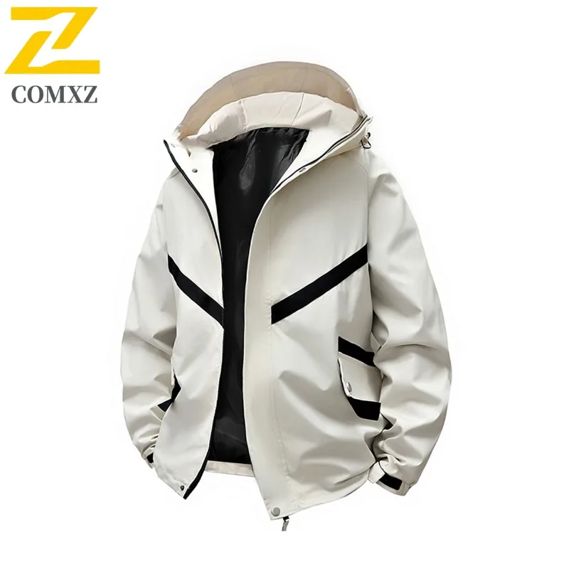 

COMXZ Men Windbreaker Jacket Waterproof Windproof Outdoor Hiking Camping Trench Coat High Quality Adventure Handsome Jacket
