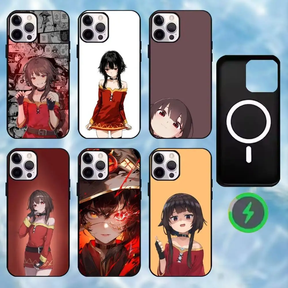Konosuba Megumin   Phone Case For iPhone17,16,15,14,13,12,11 Plus,Wireless charging protective case soft cover