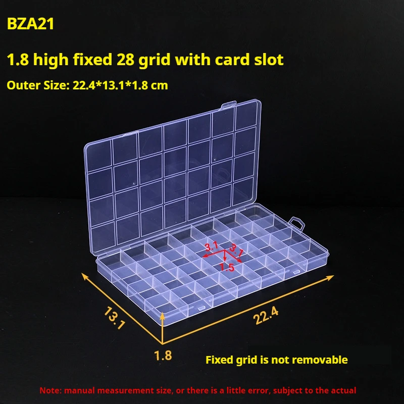 1 PC/28 Fixed Grids Storage Box Transparent Plastic Portable Box, DIY Beads Rings Earrings Necklace Jewelry Packaging Organizer