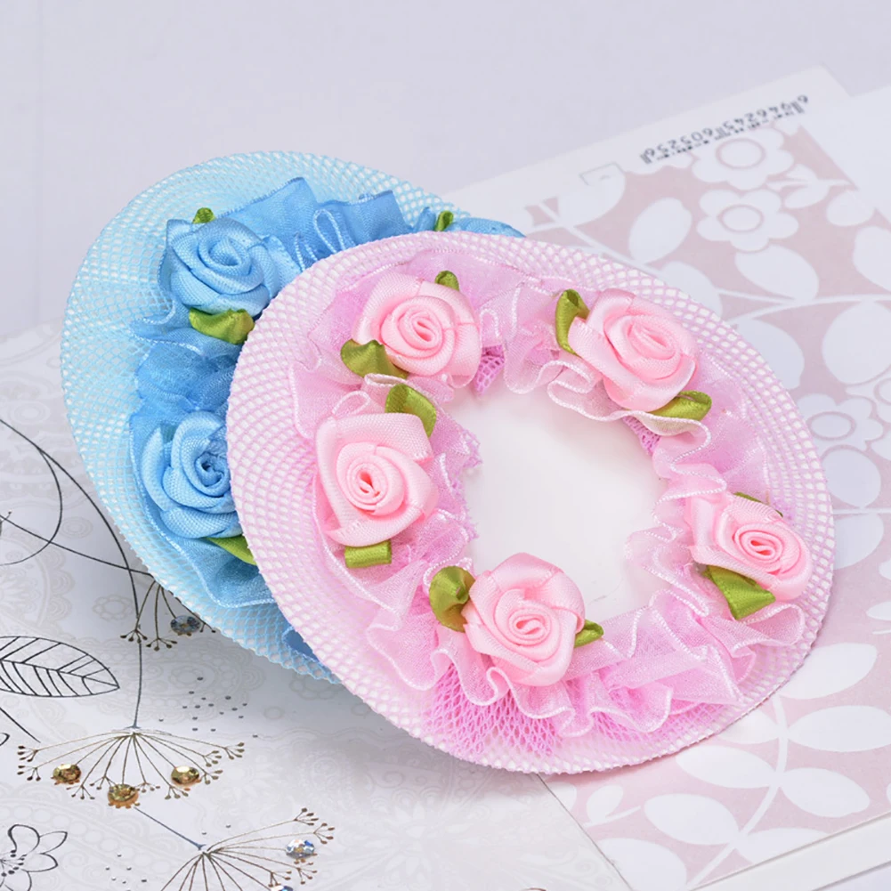 فتاة النساء كعكة غطاء سنود الشعر صافي شبكات الشعر اللاتينية الباليه الرقص الكروشيه سنودز الملحقات مع زهرة #4