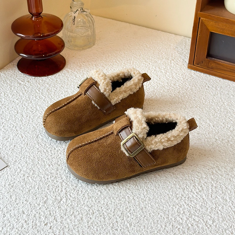 

Children's Flat Boot Autumn Winter Boys Girls Causal Warm Shoes Fashion New Versatile Kids' Outdoor Non-slip Cotton Boots
