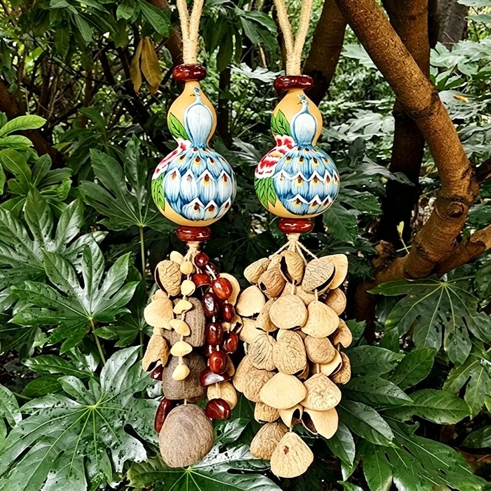 Handmade Natural Fruit Shell Rattle Wind Chime Portable Hand Shaker Meditation Percussion Instrument Wind Bells Sound Therapy