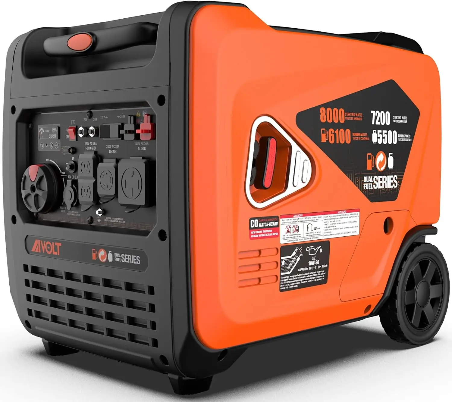 8000 Watts Dual Fuel Portable Inverter Generator Super Quiet Gas Propane Powered Electric Start Outdoor Generator