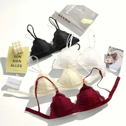 Lace Bralettes Women Push-Up Bra Non-wire Padded 1/3 Cup Solid Color Bra Feamle Sexy Lingerie Comfy Lace Underwear Intimates