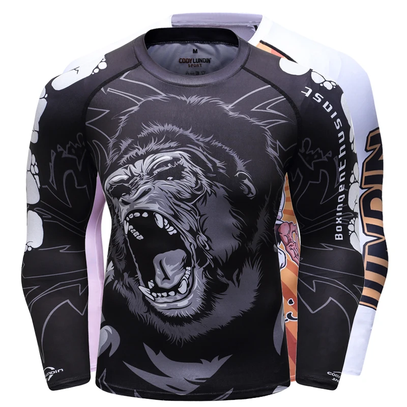 Cody Lundin Special Design Black Rashguards For Adult Men Kickboxing Wrestling Fitness Sport Long Shirt Bjj Compression Clothing