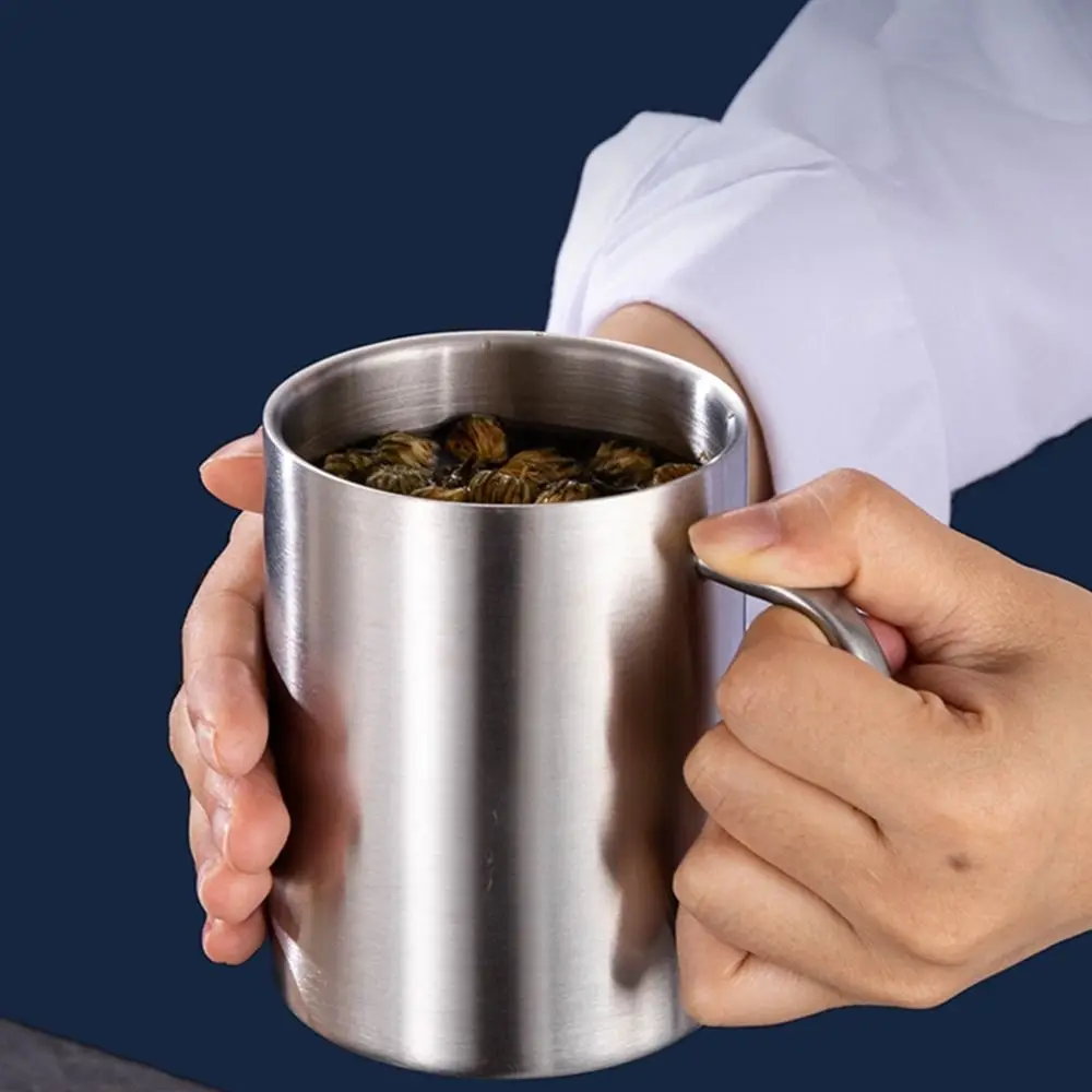 1Pcs New 200/300/400ML Stainless Steel Mug Double Layer Drink Beer Tea Juice Water Cup Portable Anti-scalding Tea Cup