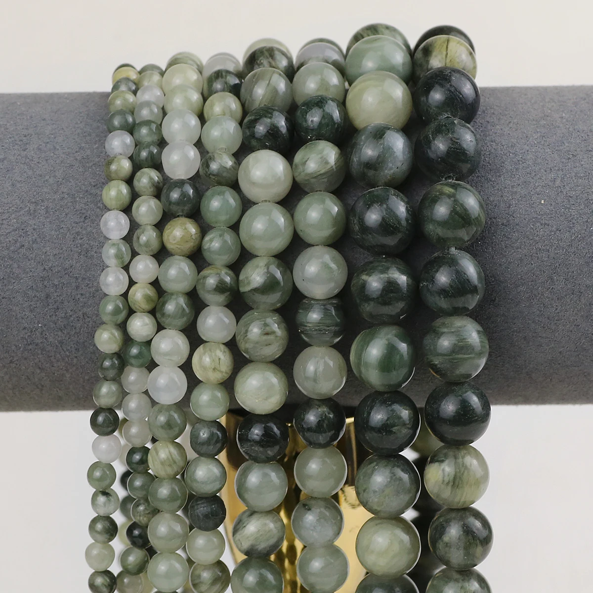 4/6/8/10mm Natural Round Grass Green Stone Loose Beads For Jewelry Making Women's Bracelets Earrings Pendants DIY Accessories