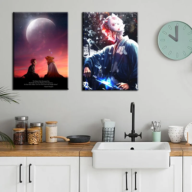 

Aanimation Canvas Wall Arts Poster Painting The Journey of Kira Farewell Uzui Tengen Home Decor Picture Print For Bedroom