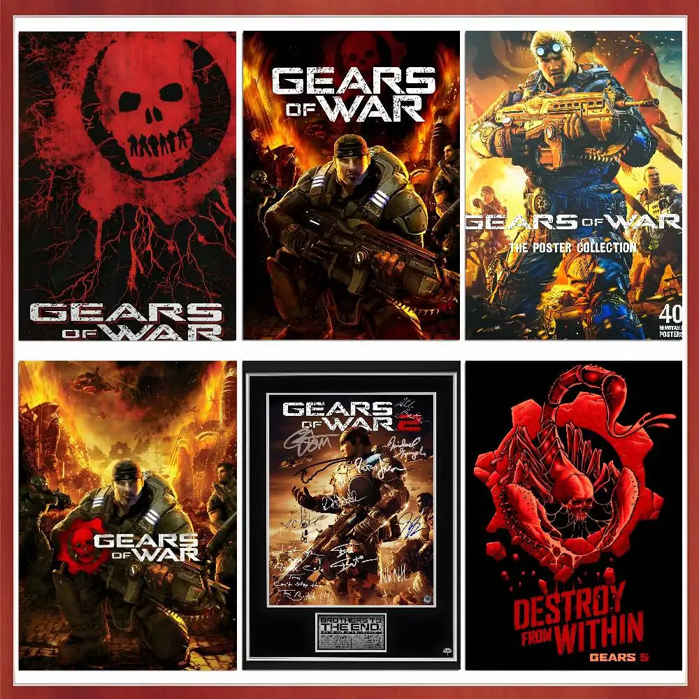 Game G-Gears of War E-Day Poster Waterproof Wall Art Sticker For Bar Living Room Vintage Decor High Quality Print