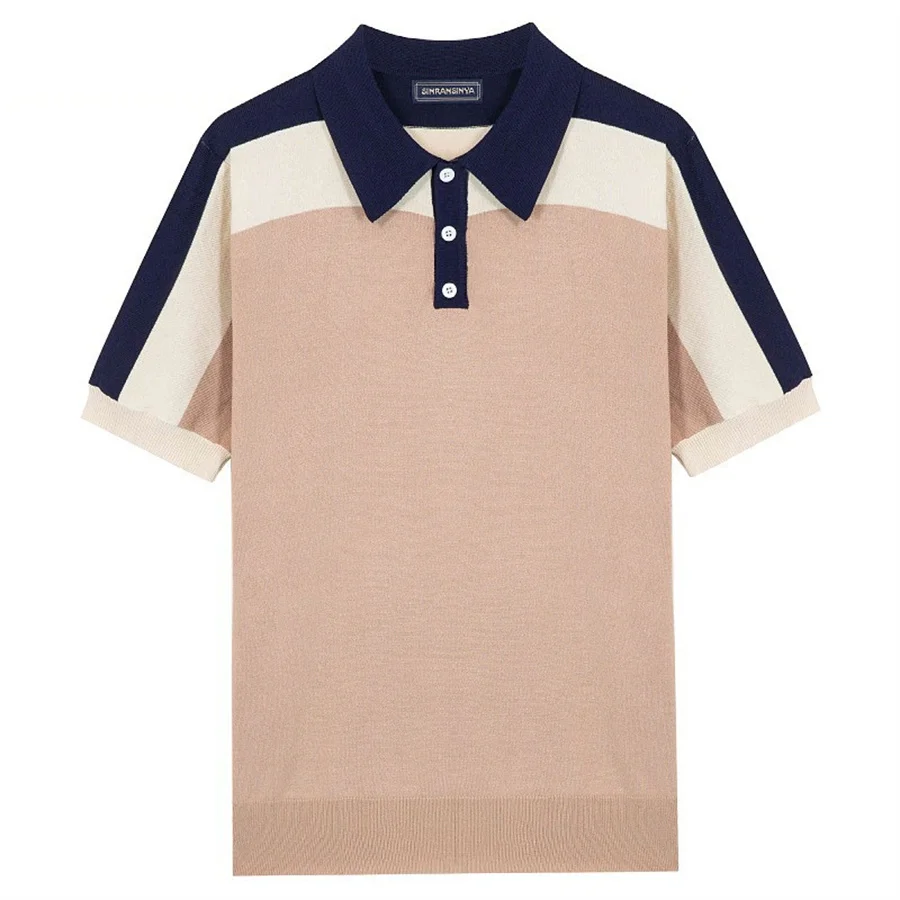 خليط الرجال قصيرة الأكمام محبوك قمصان بولو الصيف الكلاسيكية التلبيب الأعمال تريكو سليم صالح القمم ملابس للرجال ملابس غولف