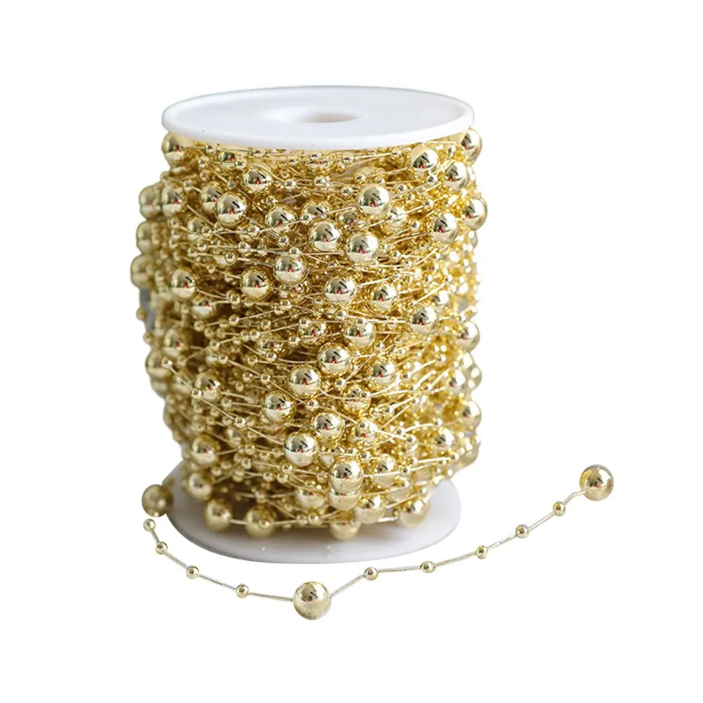 Elegant 10m Christmas Tree Beads Garland Roll Reflective Design Perfect for Holiday Displays and DIY Home Decor