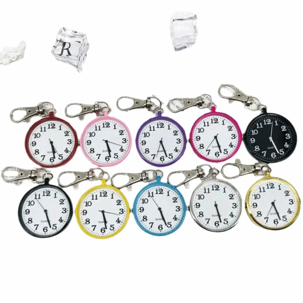 

Кварцевые карманные часы с большим циферблатом, маленькие круглые нагрудные часы с брелоком, кварцевый механизм, светящиеся точки, студенческие спортивные наручные часы