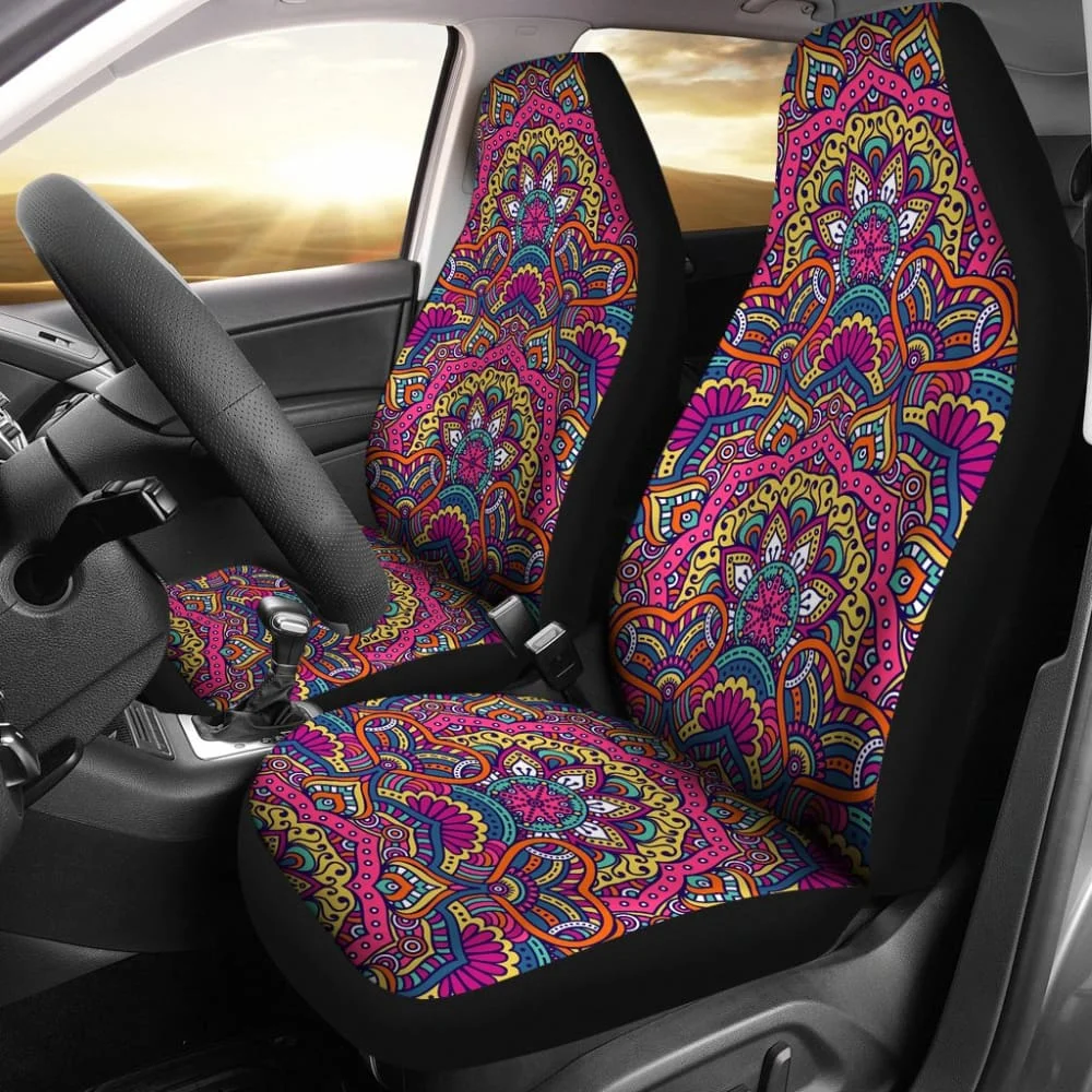 Mandala Star Bohemian Pattern Print Car Seat Covers 211706,Pack of 2 Universal Front Seat Protective Cover