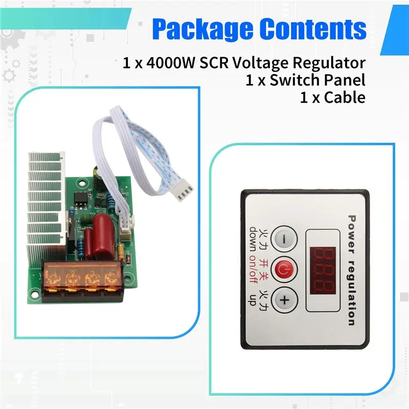 DT39 4000W SCR Voltage Regulator Motor Speed Controller, AC 220V 0-100% Dimmer for Electric Heater Water Heater Temperature
