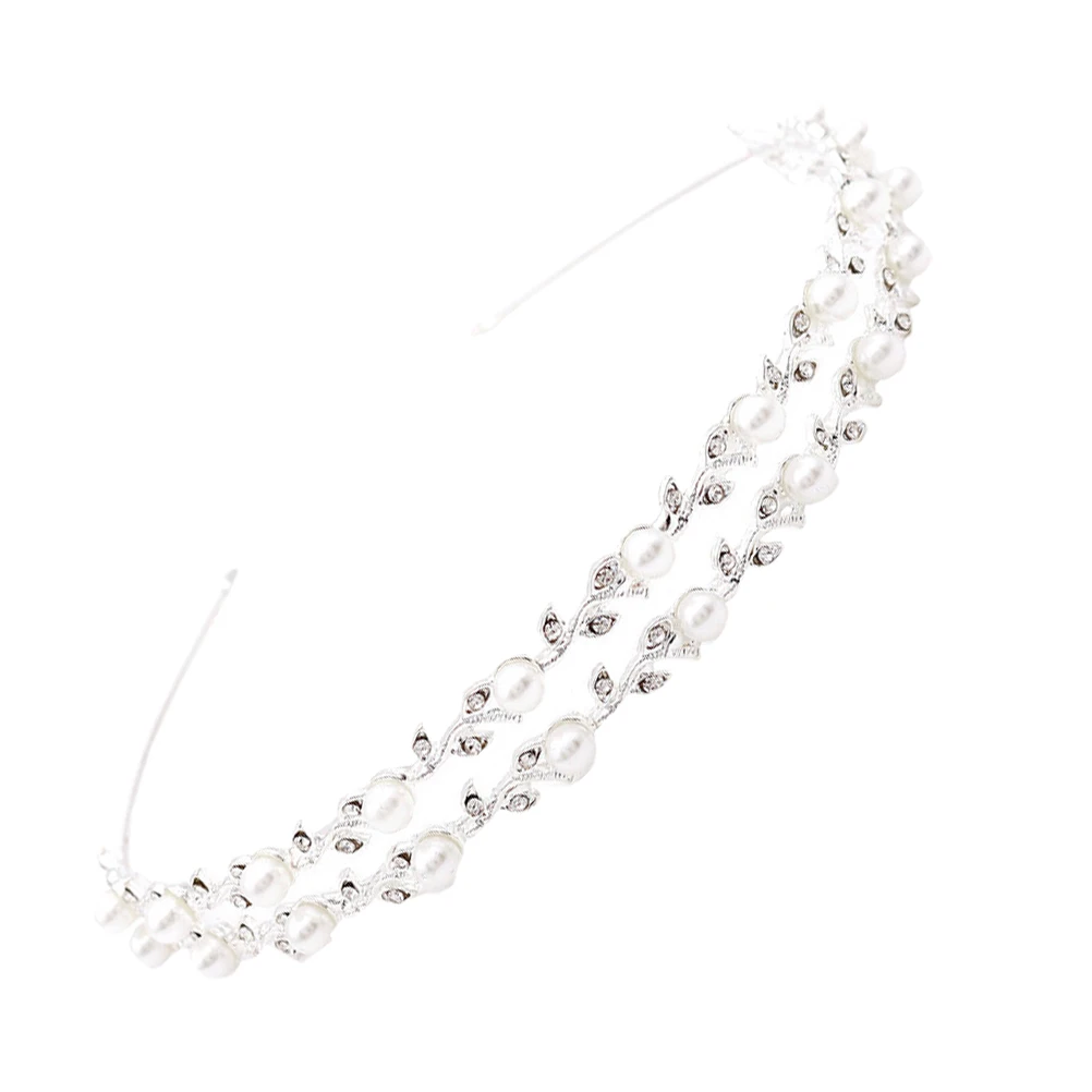 

Pearl Hair Accessories Wedding Headband Bridal Tiara Rhinestone Elegant Metal Bridesmaid Hairstyle Photoshoot Events Pearl