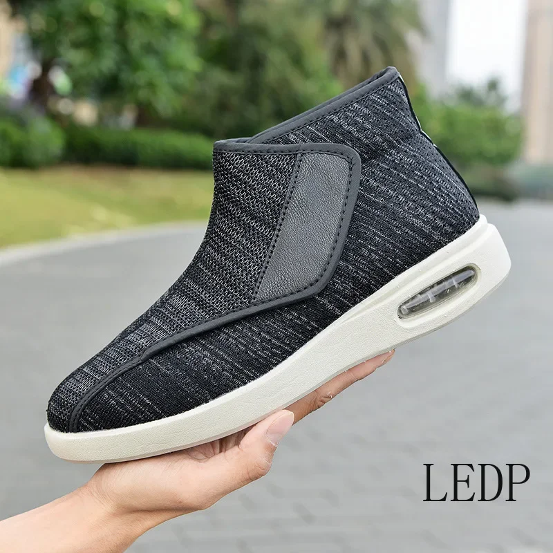 

High Top Middle-aged Elderly Casual Walking Shoes Mesh Breathable Flat Shoes Comfortable Lightweight Men's Shoe