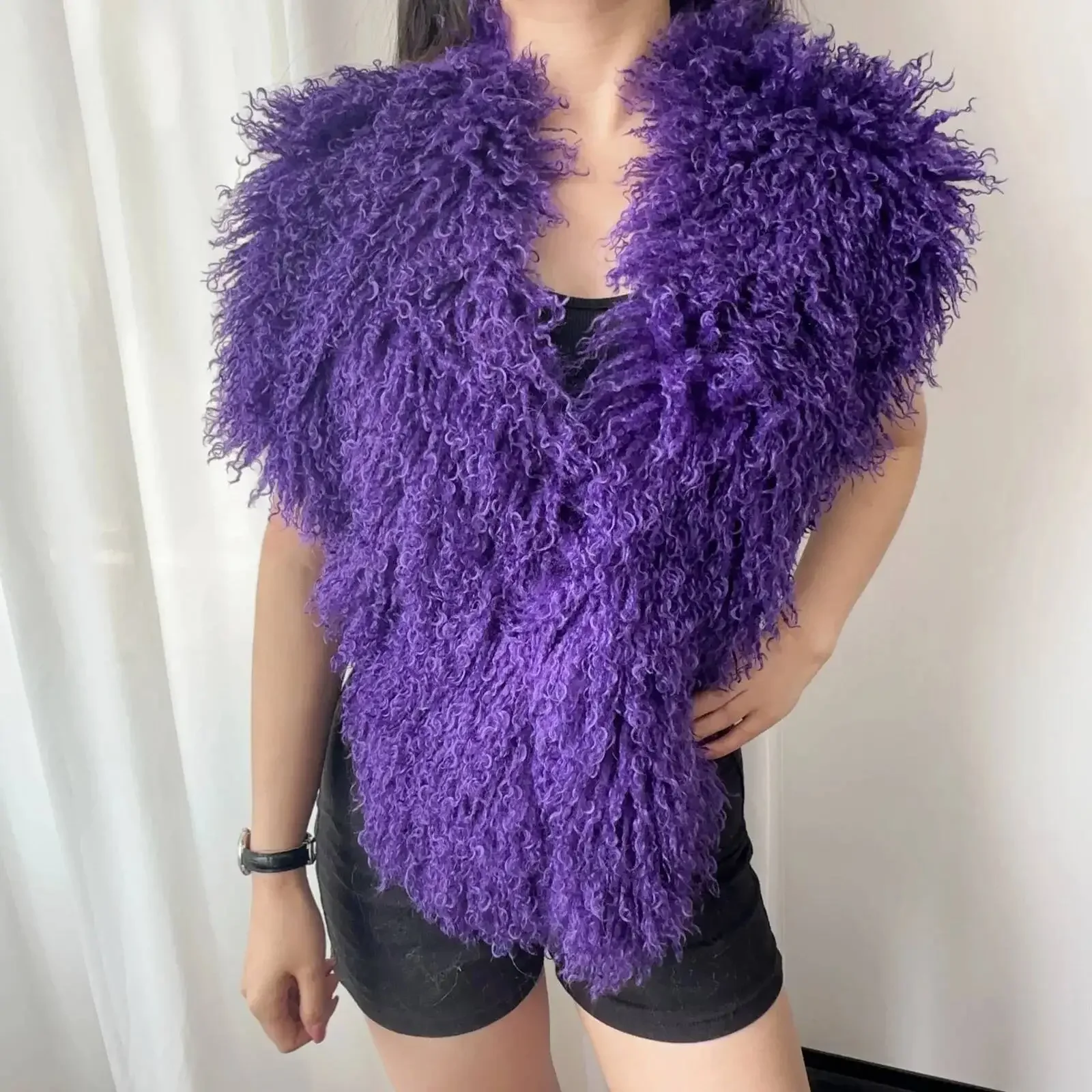 Faux Fur Backless Halter Vest Women Imitation Shearling Sexy Casual Autumn Winter Chic Sleeveless Top New