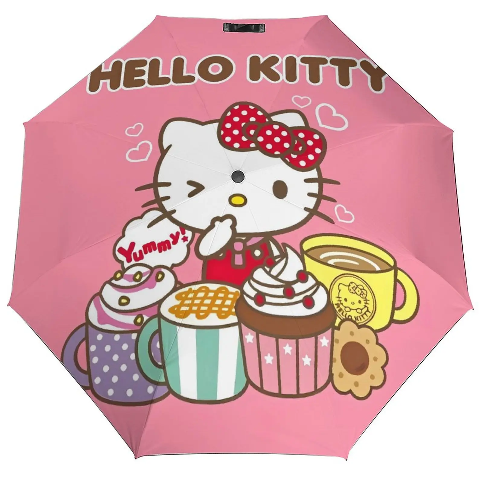 

8-рулочный автоматический зонт, ветрозащитный зонт от солнца Hello Kitty Kawaii, мультяшный зонт для кемпинга, красочные прочные портативные зонты