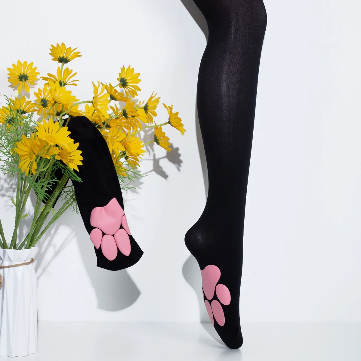 Cat Claw Thigh High Socks Golf, Cute Soft 3D Toe Bean Socks Mittens Kitten Claw Pad Socks for Girls Ladies Role Playing Set