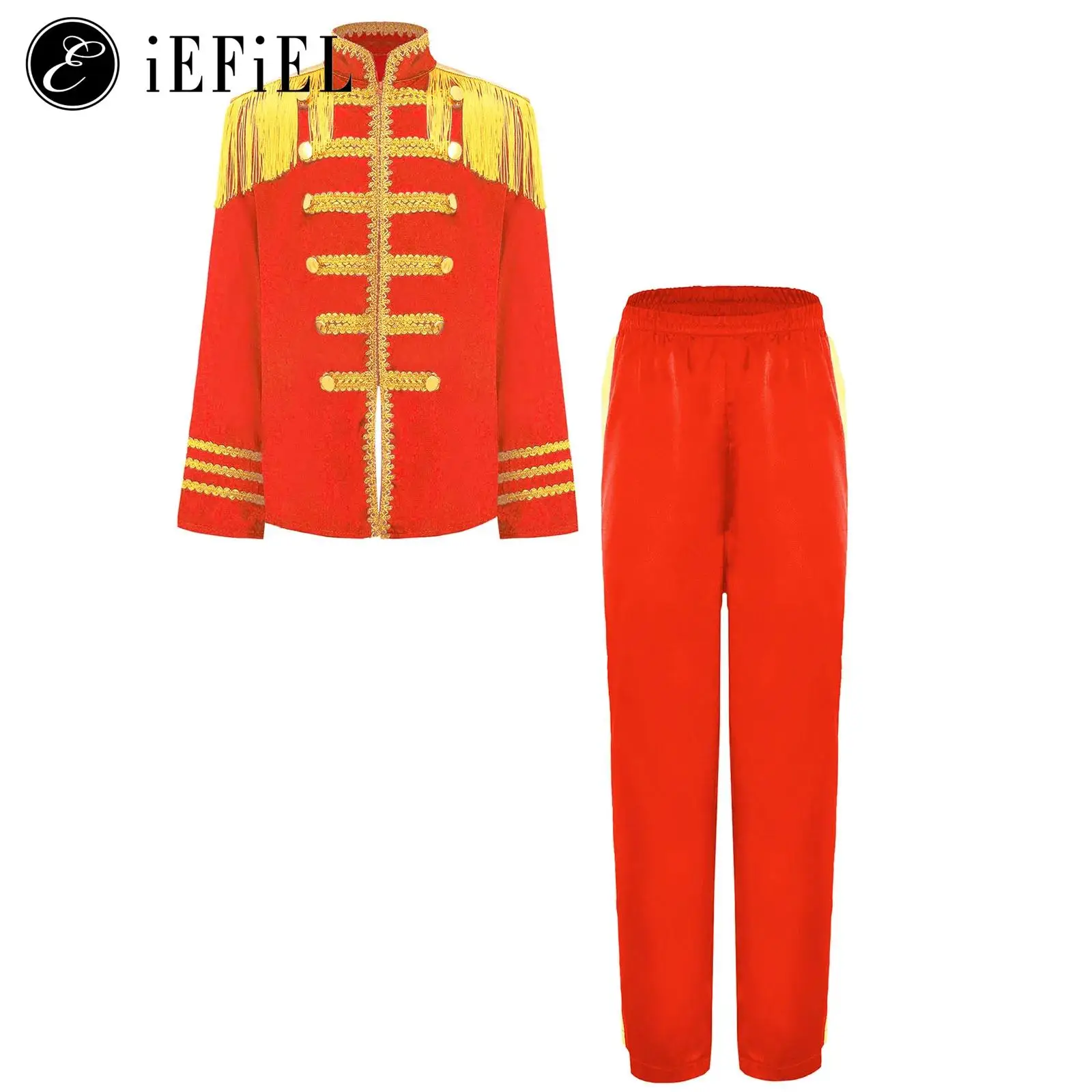 

Unisex Boys Girls 1960s British Star Cosplay Costume Rock Sergeant Stage Performance Medieval Princess Jacket with Long Pants