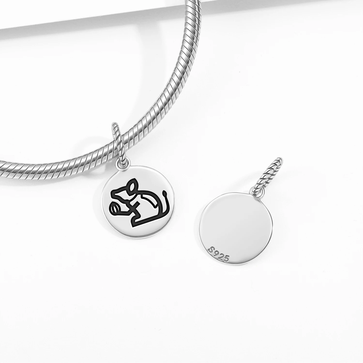 Hindu Mushak Mouse Pendant 925 Sterling Silver Symbol Charm Bead for Women Bracelet Necklace Jewelry Popular