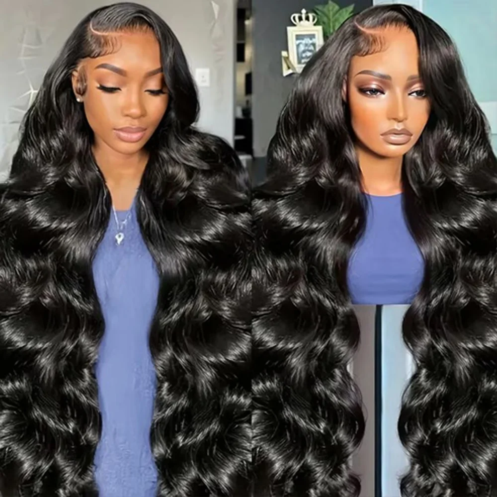 Wig Rambut Asli Body Wave 42 Inch dengan Lace Front Pre Plucked 13x4 HD, Wig Rambut Asli Body Wave dengan Kepadatan 200% untuk Wanita
