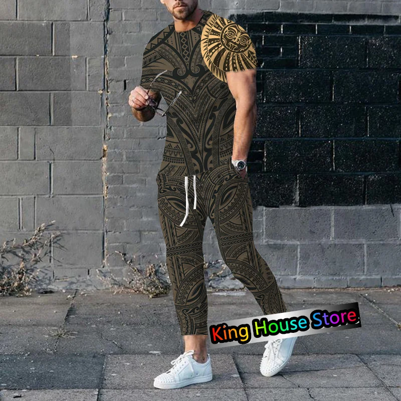 Fashion Sportswear Suit Set Men\'s Jogging Set Tracksuit Clothes T Shirt Trouser 2 Piece Set Male Oversized Street Clothes