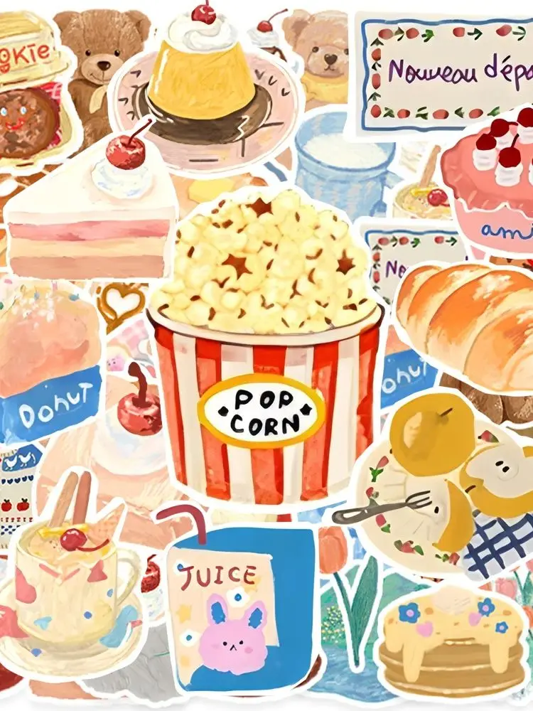 AliExpress Charile 10/30/50pcs Ins Style Kawaii Food Stickers Aesthetic Cartoon Decoration Decals DIY Diary Phone Bike Waterproof Graffiti Sticker