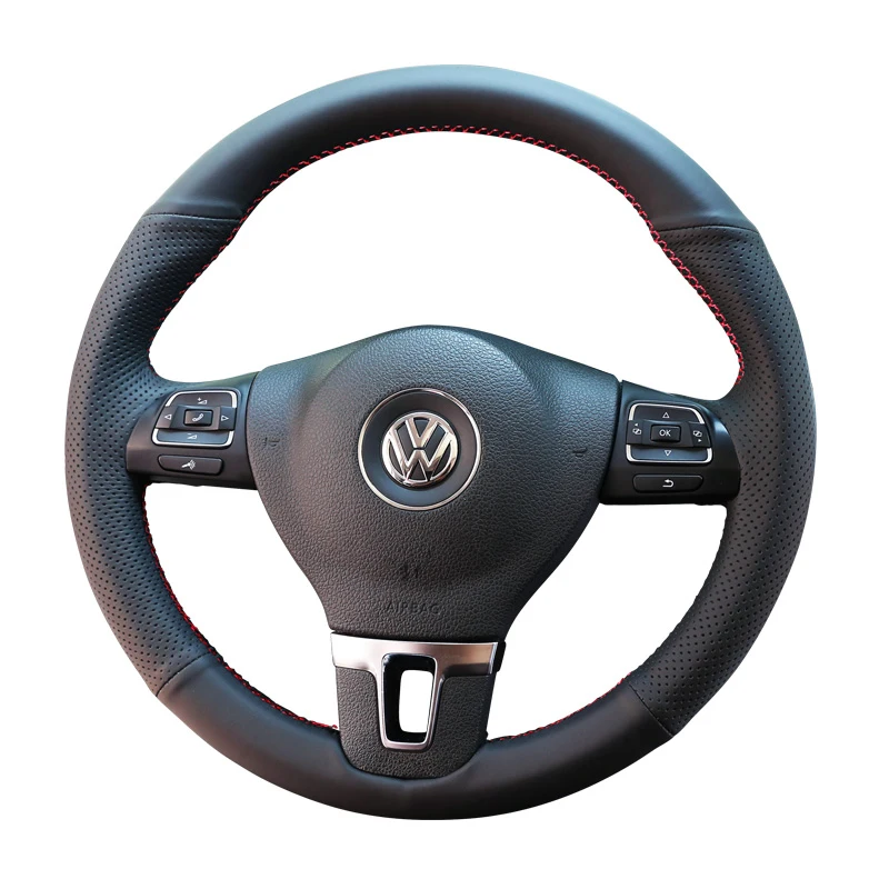 Customized Briad Steering Wheel Cover for Volkswagen Golf 6 Mk6 VW Polo Sagitar Bora Santana Jetta Mk6 Hand Stitched Leather