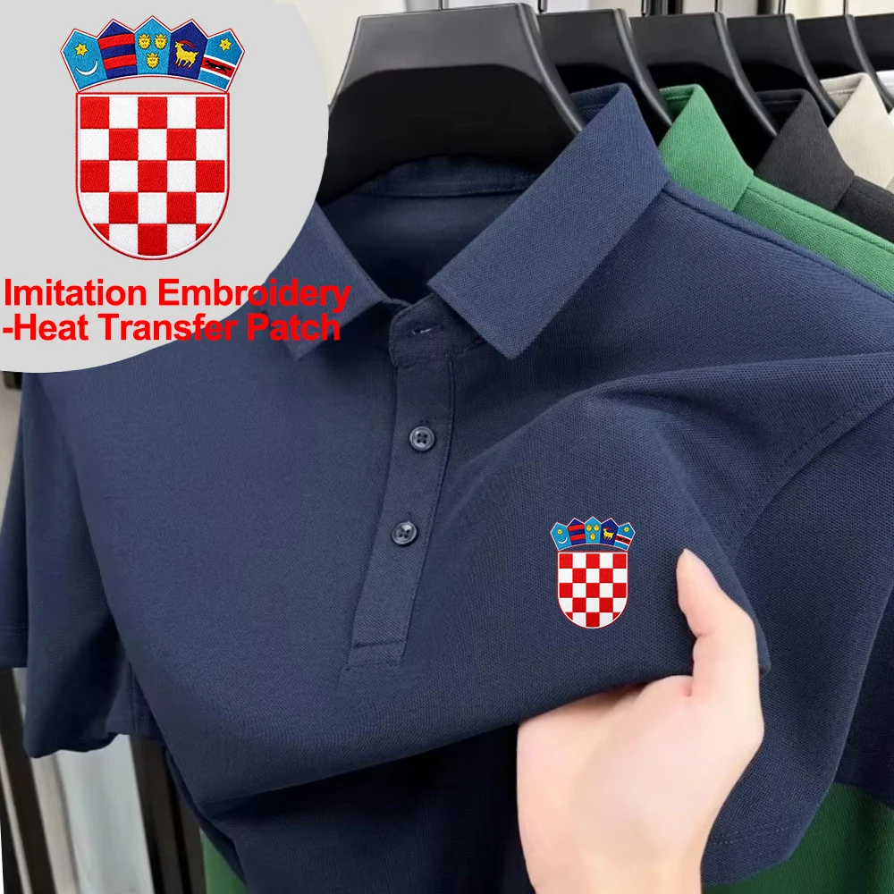 Croatia Coat Of Arms Prints Polo Shirts Male Casual Short Sleeve Tops Basic Comfortable Lapel T-Shirt Summer Sporty Mens Clothes