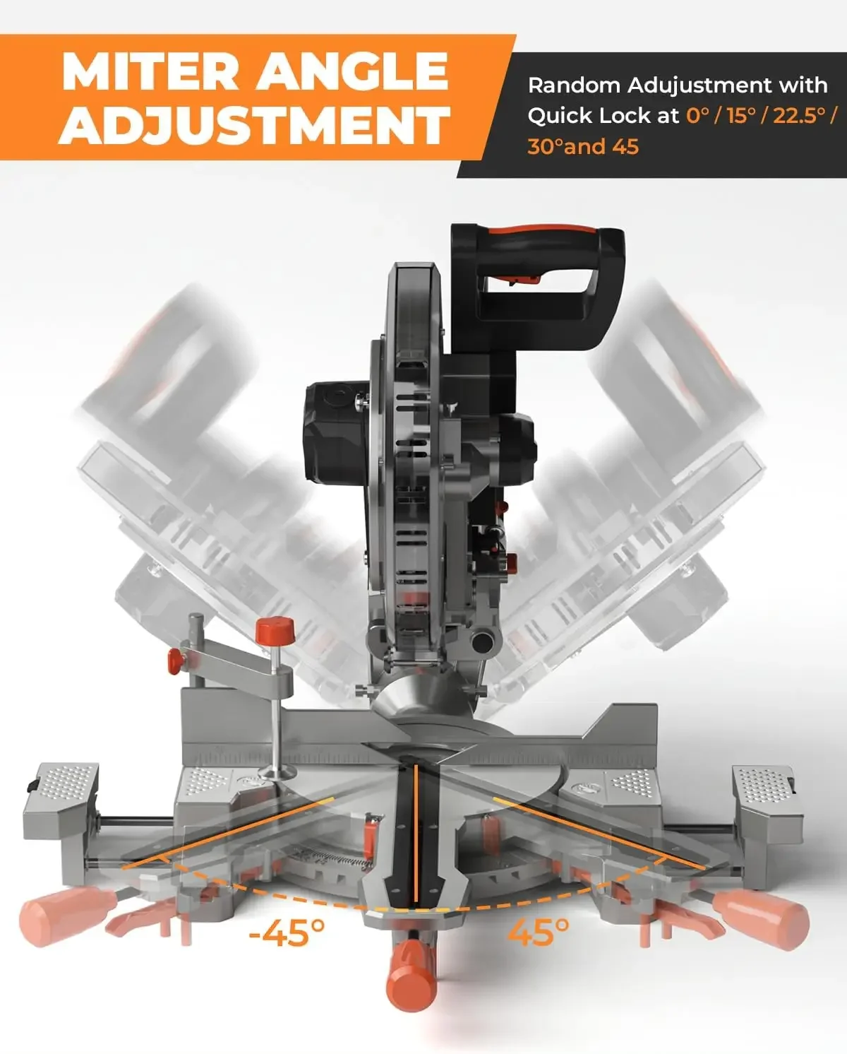 Sliding Miter Saw, 12-inch Compound Miter Saw with Double Bevel Cutting(-45°/0°/+45°)/Laser Guide/9 Positive Stops/3800RPM