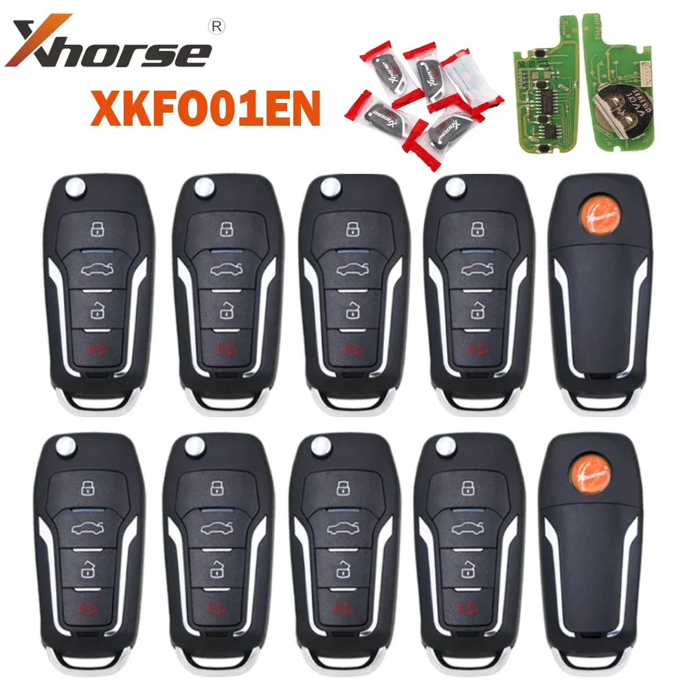 1/3/5/10/20PCS Xhorse XKFO01EN 4 Buttons Flip Remote for Ford Universal VVDI Wire Remote Key Fob  X013 Series For VVDI Key Tool