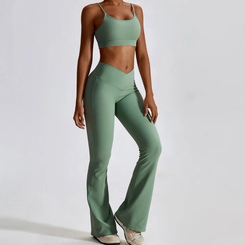 Conjunto de Yoga sin costuras para mujer, ropa deportiva de entrenamiento, mallas de gimnasio, sujetador de Fitness, Top corto, trajes deportivos de