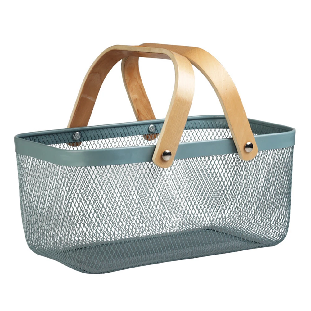 

1Pcs Storage Basket Wear Resistant Iron Desktop Sundries Organizer Container for Makeup Tools Fruits Small Items