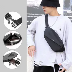 Men Casual Fanny Pack Crossbody Chest Bag Waist Bag Men Purse Male Belt Bag Banana Bags Zipper Phone Holder Fashion Bum Bag