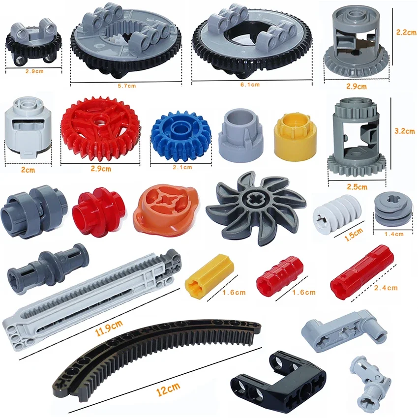 Technical Part MOC Bricks Gear Axle Series Gear Rotating Platform Gear Rack Differential Power-driven Mechanical Building Blocks