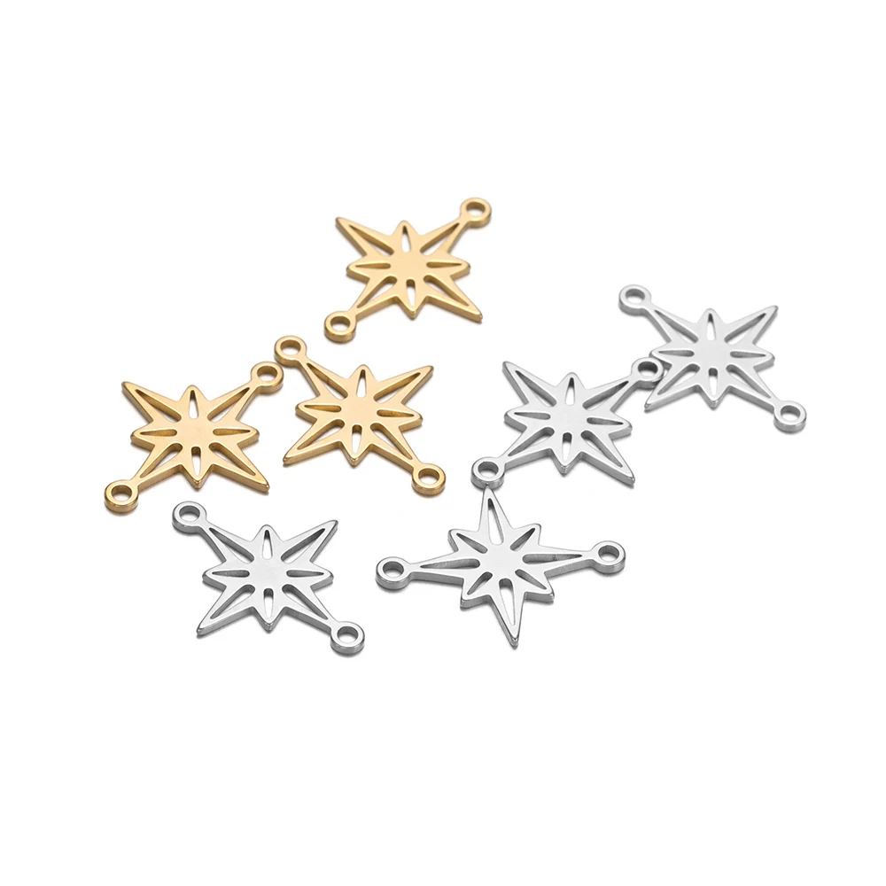 20Pcs Stainless Steel Star Charms Christmas Snowflake Pendants for DIY Delicate Jewelry Bracelets Findings Necklaces Supplies view 4