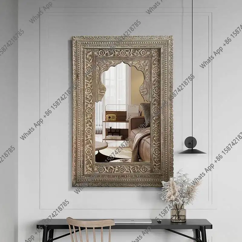 makeup mirror European floor square,French decorative full-length mirror designer full-length mirror wall-mounted