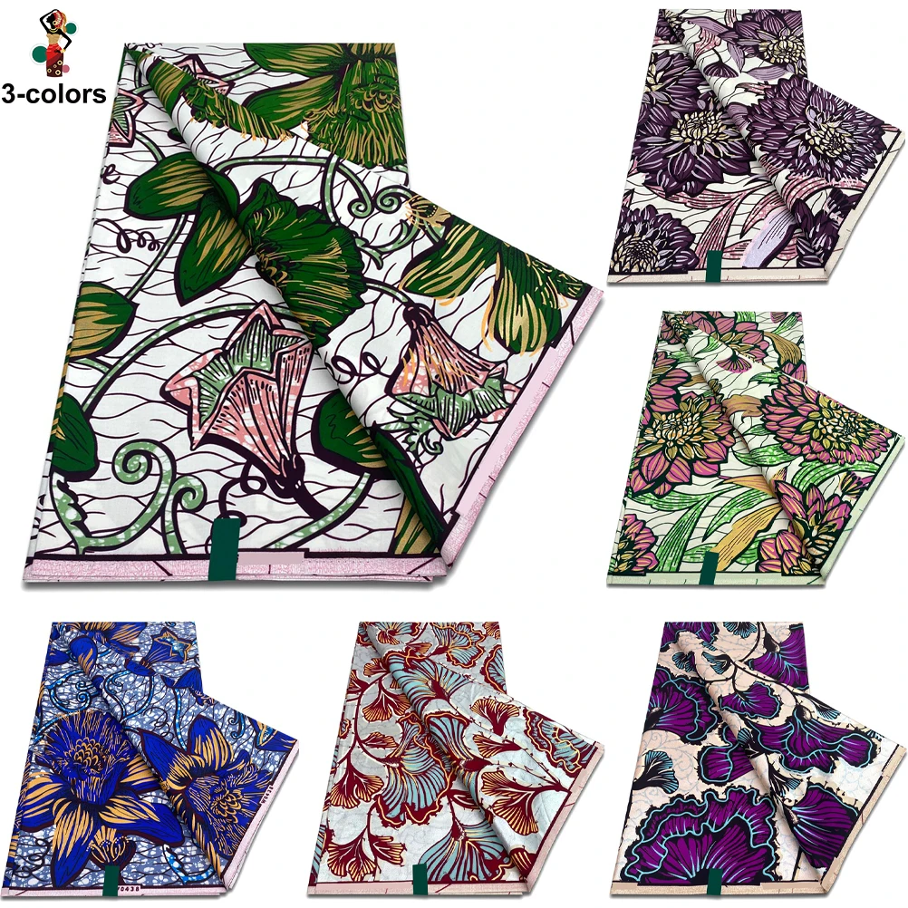 

High Quality 2025 Latest Satin Cotton Prints Fabric African Wax Fabric 100% Cotton Pagne 6 yards For Party Dress ﻿ ﻿