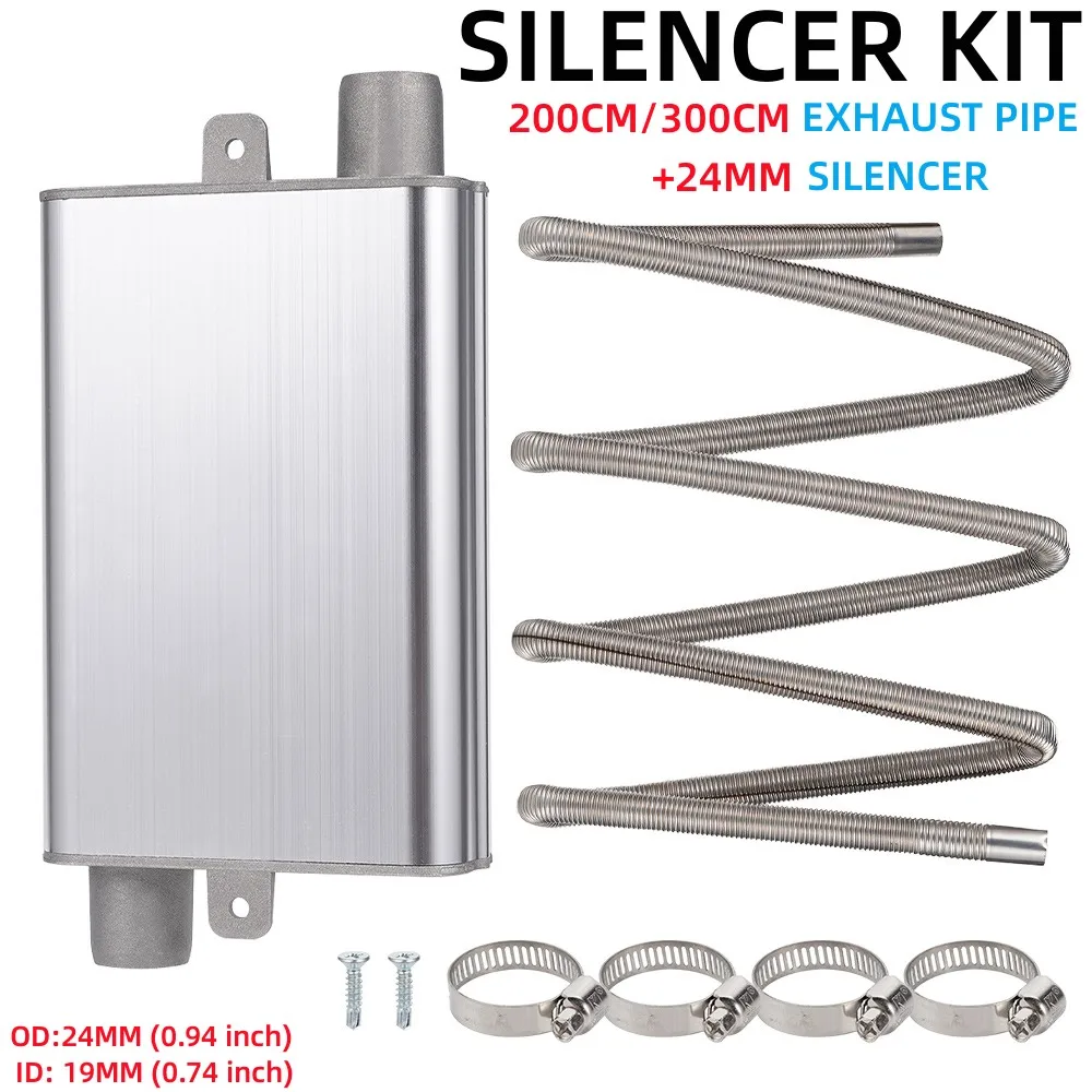 

24MM Muffler Kit With 200/300CM Stainless Steel Exhaust Pipe For Universal RVs Trucks Ships Car Air Diesel Heater Accessories