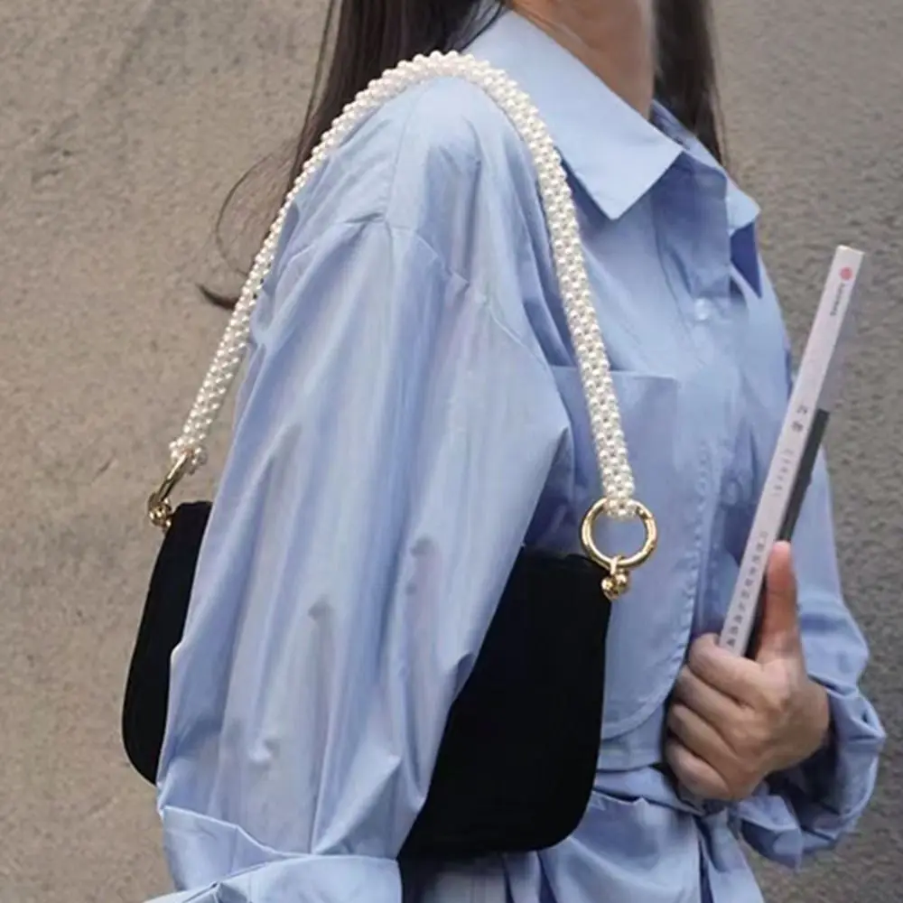Accessories Handbag Hanging Chains Extension Strap Bag Accessories Pearl Bag Chain Metal Braided Chain Shoulder Bag Strap