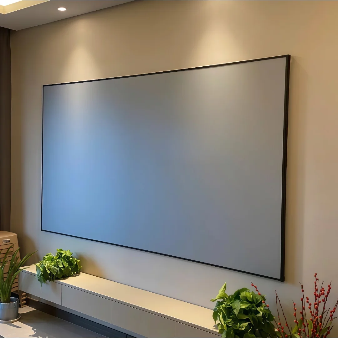 2026 Baru 150 "16:9 8K Layar Proyektor Fresnel Fleksibel Proyeksi Bingkai Tetap Dipasang Di Dinding Anticahaya Dalam 3 Arah