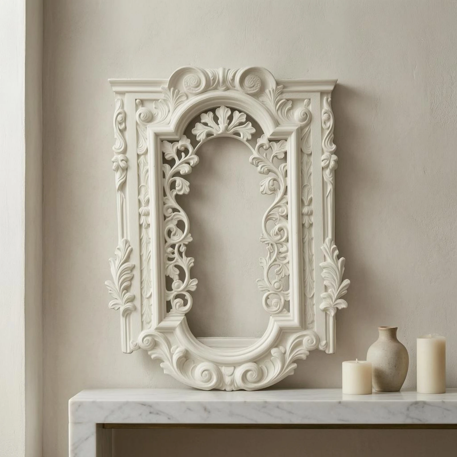 

Baroque Wall Frame Carved Scrollwork Medieval Wall Frame House Decoration Symmetrical Antique Black Finish